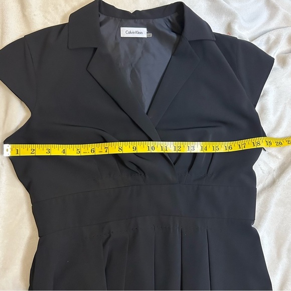 Calvin Klein | A-Line Dress | Collared & Cap Sleeve | Black | Size 12p - Picture 5 of 8